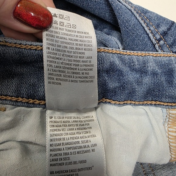 American Eagle High Rise Super Stretch Jeggings Distressed  Skinny Fit Ripped 2 - Picture 9 of 12